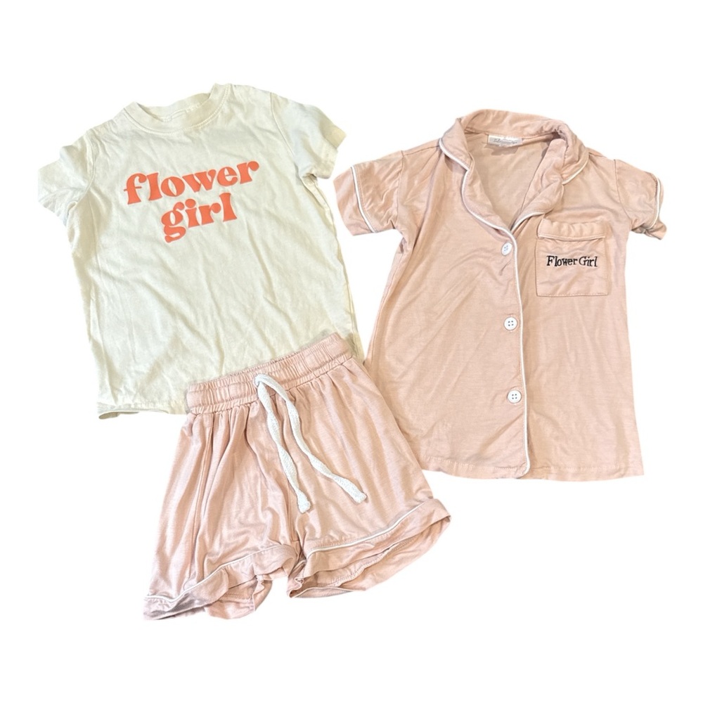 Seline‎ Lounge Flower Girl Toddler Pajama Set Wedding Sz 2 & Flower Girl T-Shirt